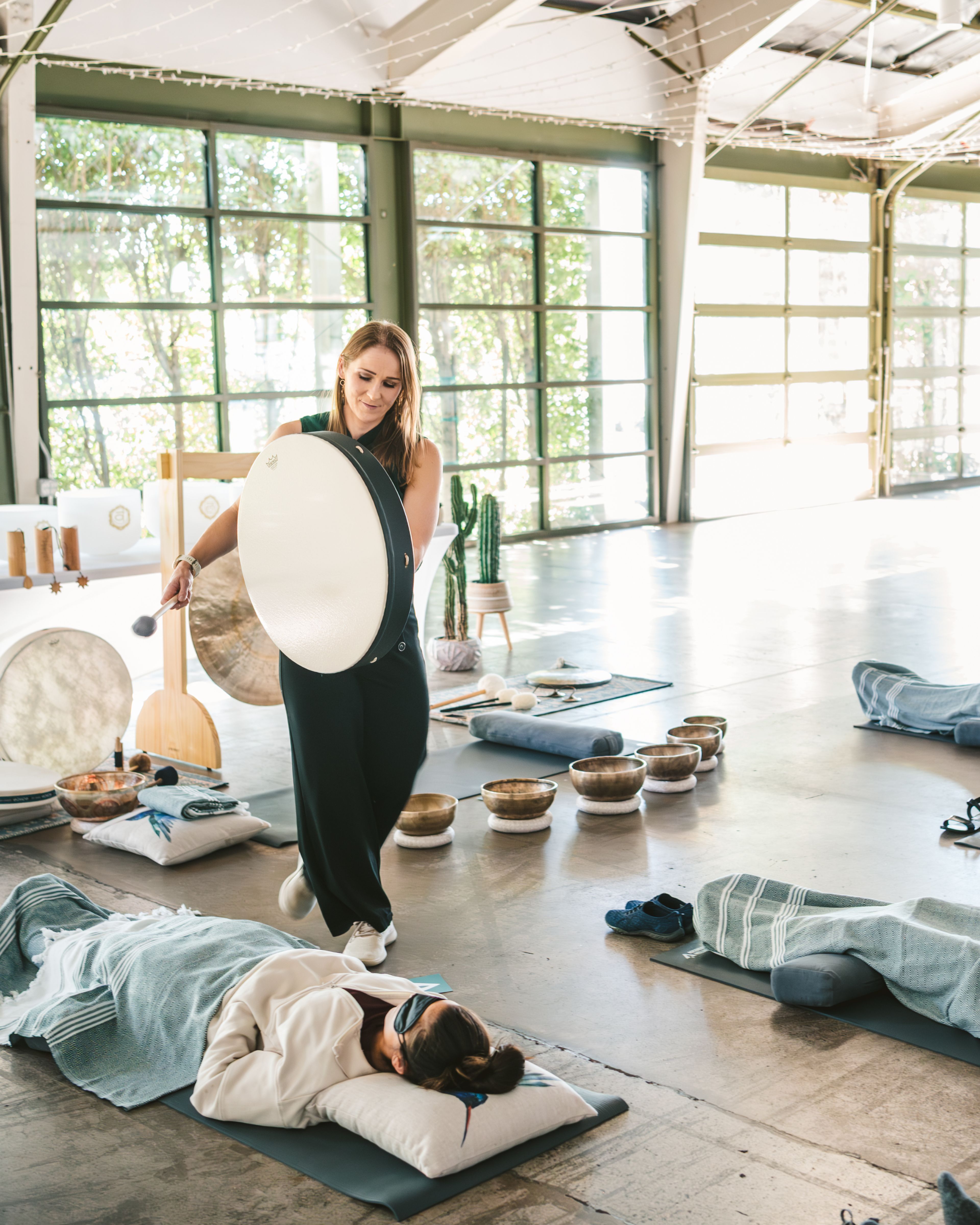 Liz Adriano composing original meditation music for Incendify's guided meditation and nervous system regulation courses